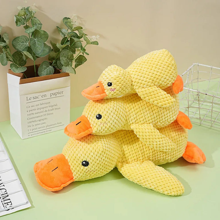Plush Sleeping Duck Dog Toy Squeaky Chew Toy for Training Fun