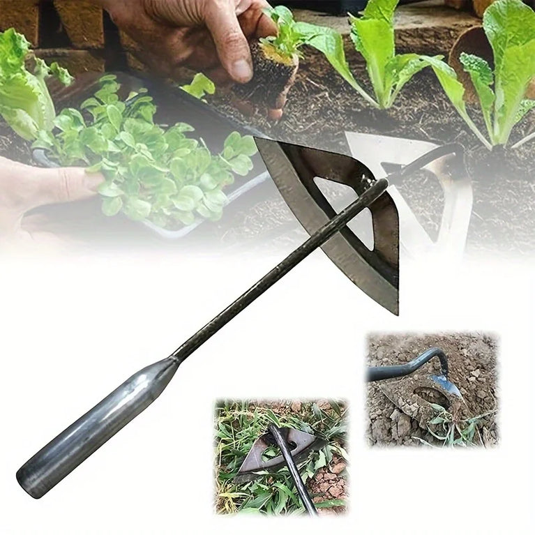 Premium All Steel Hardened Hollow Garden Hoe Hand Weeding Rake Tool