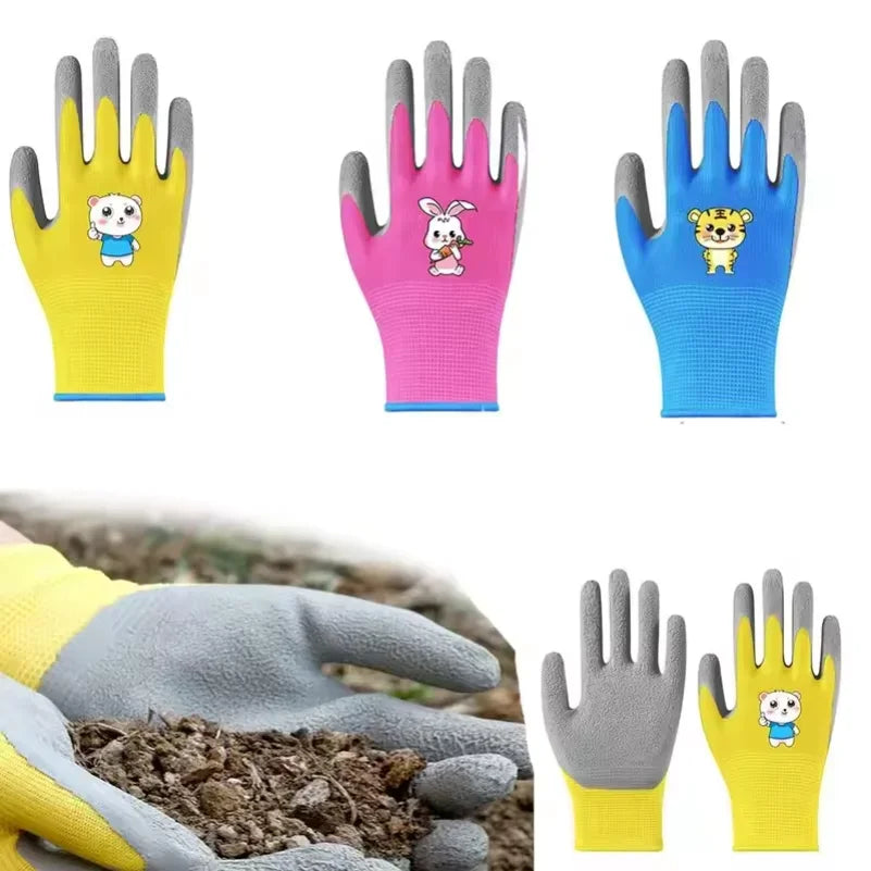 Kids Waterproof Non Slip Garden Work Gardening Gloves Durable Safety