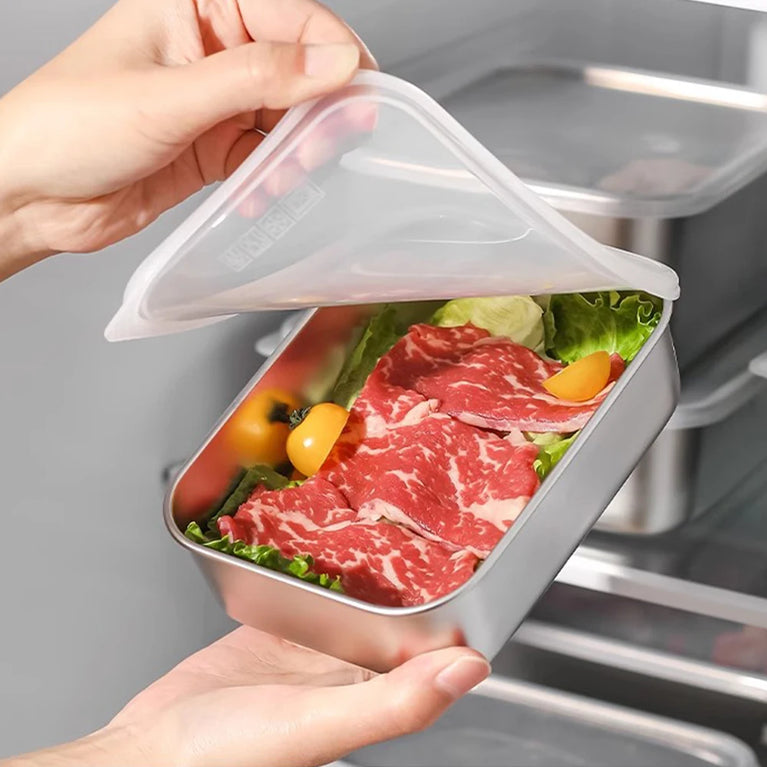 STAINLESS STEEL FOOD STORAGE CONTAINER WITH LID FOR FRESH FOOD STORAGE