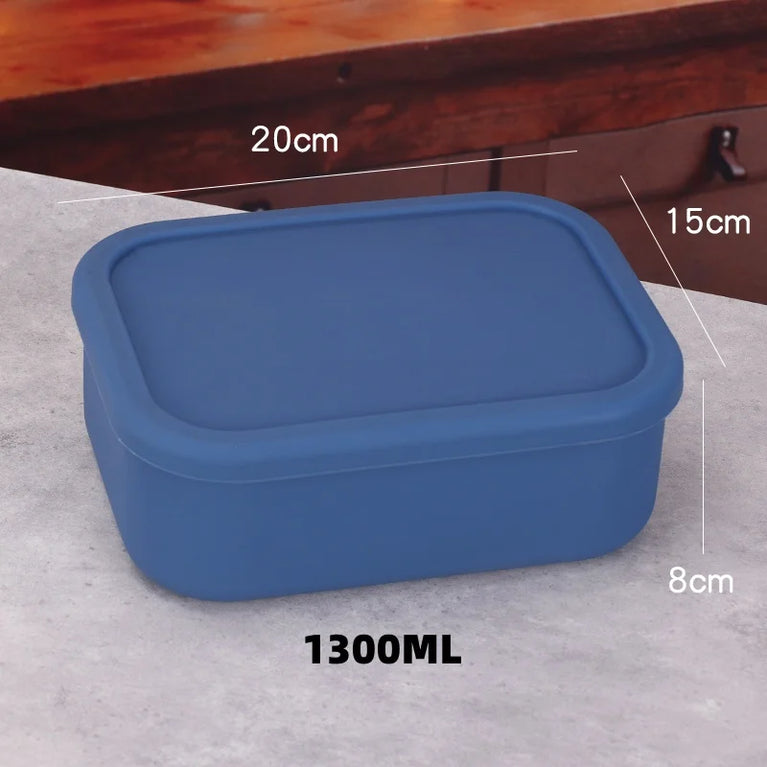 Silicone Bento Box Rectangle Leak-Proof Microwave Safe Lunch Container Portable Food Storage
