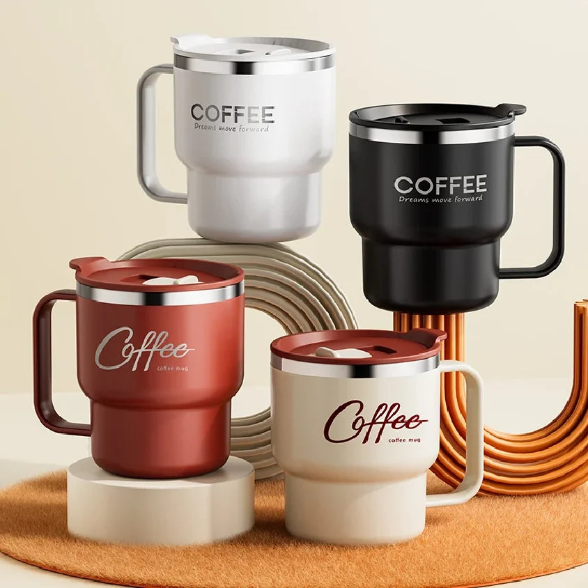 304 Stainless Steel Double Wall Coffee Mug with Handle Leakproof Cup