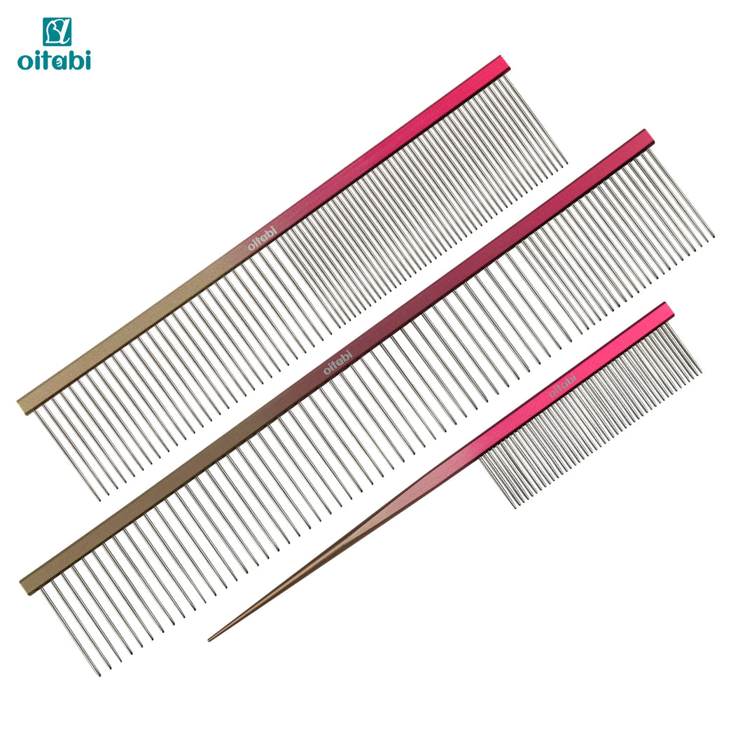 Professional Pet Grooming Comb Gradient Aluminum Stainless Steel Dog Cat Comb Tool
