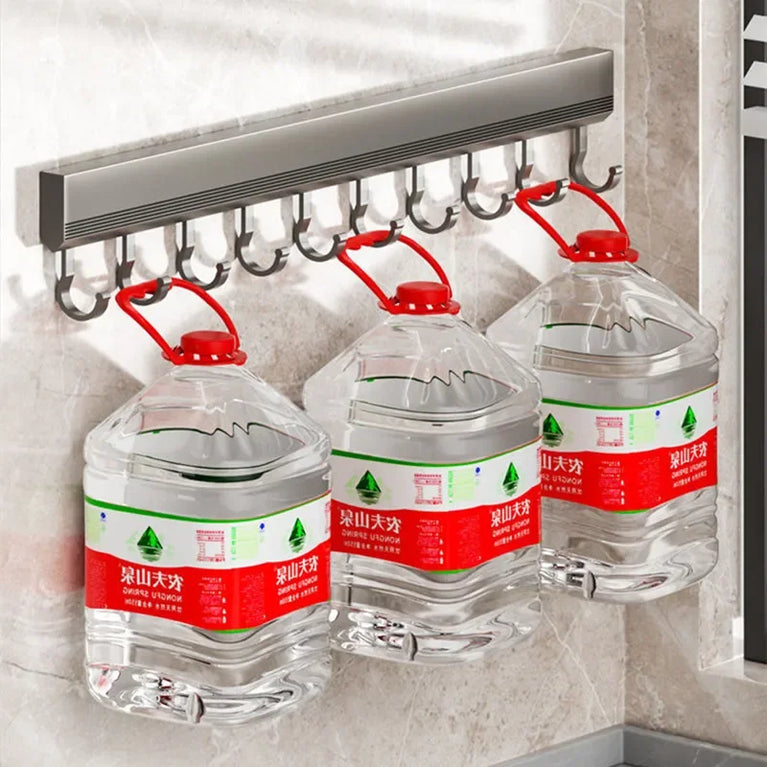 Manufacturers Supply Kitchen Hook Rack Punch-free Wall-mounted Rack Space Aluminum Hook Multi-functional Storage Row Hook Holder