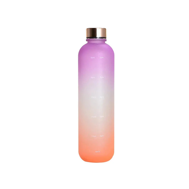 1L Water Bottle with Time Marker Leakproof BPA-Free Fitness Sports Outdoor Travel Hydration Bottle with Straw