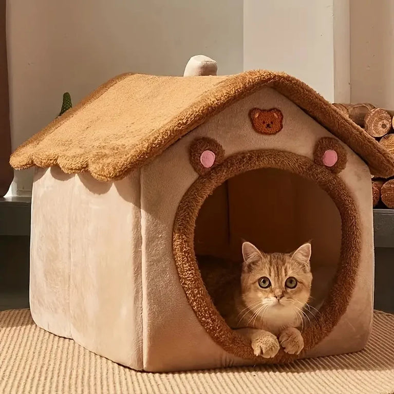 Foldable Removable Washable Pet House Cave Sofa Cat Bed for Small Pets