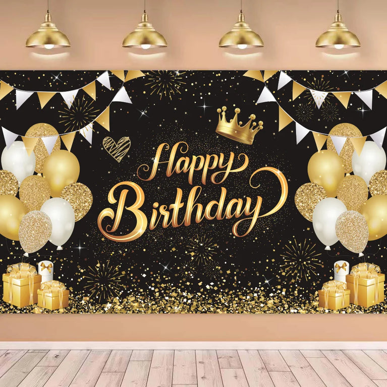Black Gold Birthday Disposable Tableware Set Party Wedding Decoration Kit