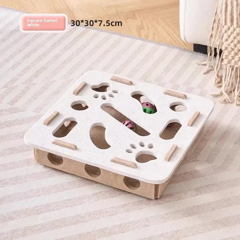 Cat Puzzle Toy Felt Box with Ball Indoor Interactive Cat Toy Fun