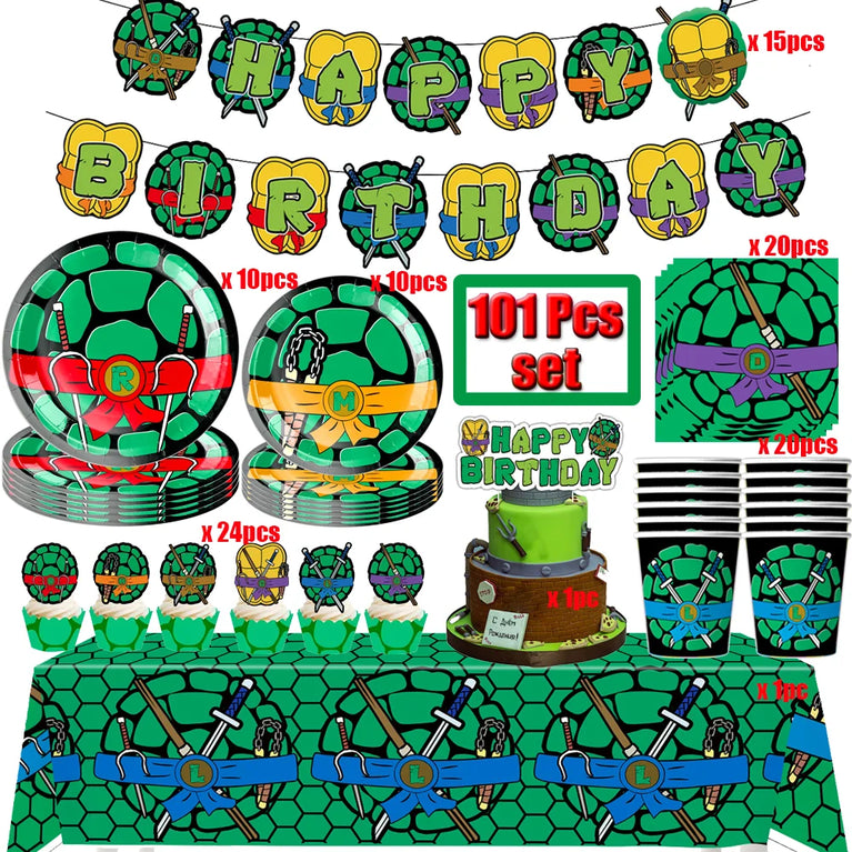Decoration Birthday Turtlei Disposable Tableware Set Party