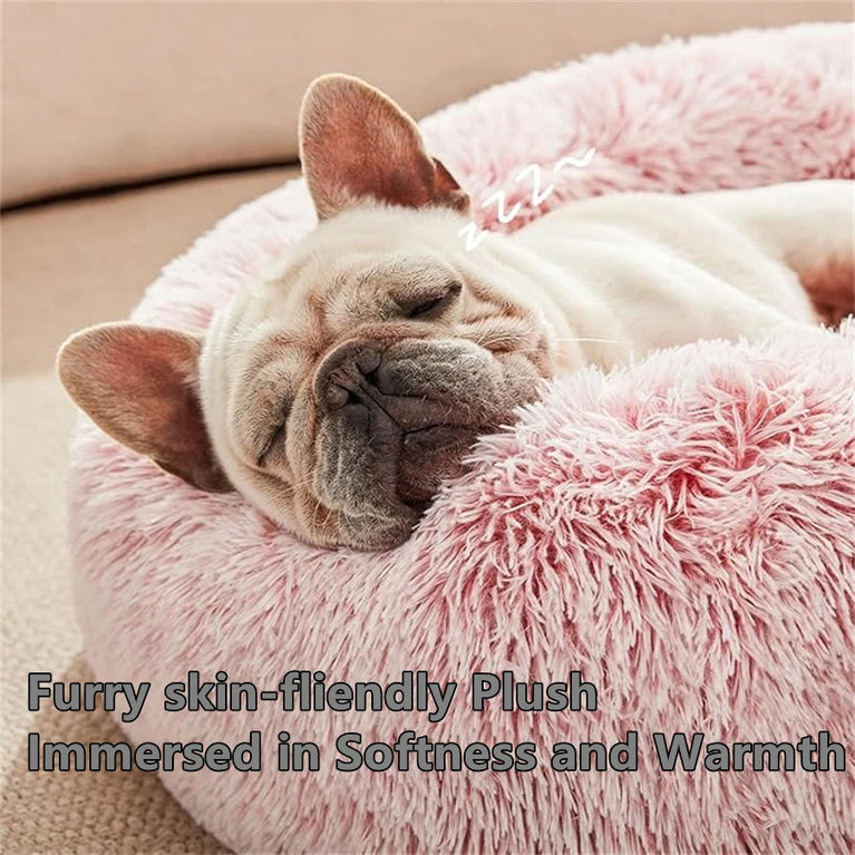 Soft Pet Cat Bed Plush Donut Cat Heating Pad Self Heating Bed Warm Cat
