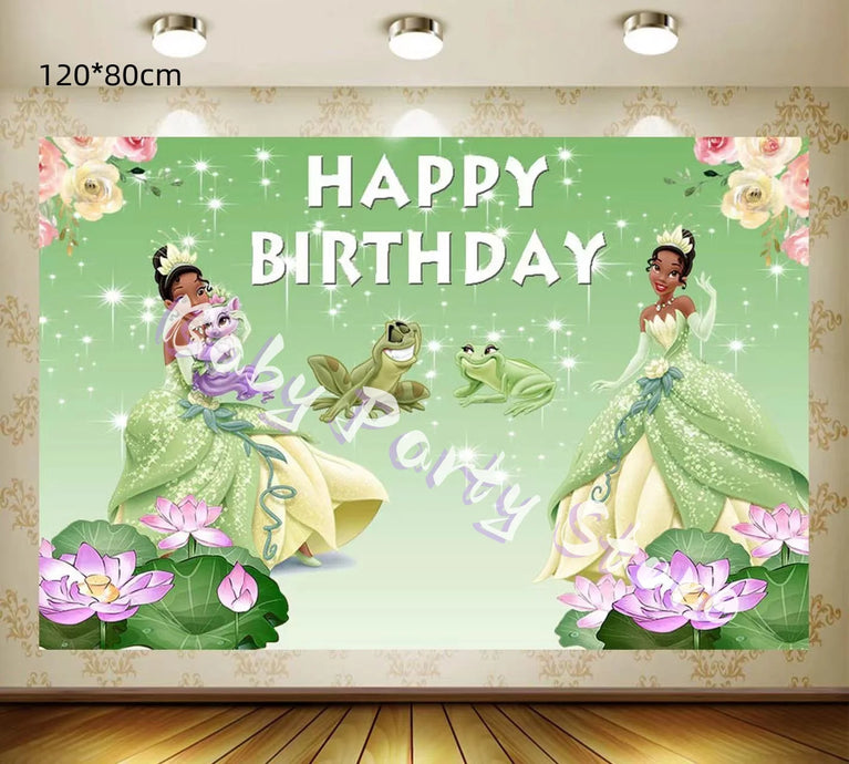 Frog Tiana Princess Party Disposable Tableware Set for Kids Birthday Decoration