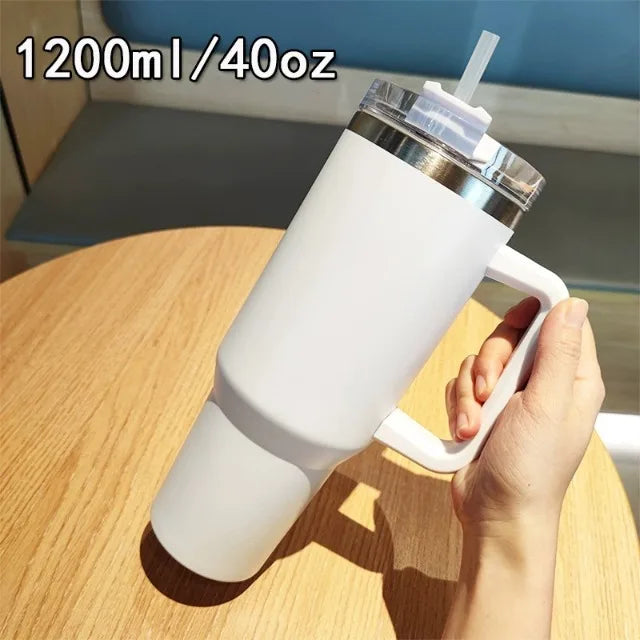 40OZ Stainless Steel Insulated Vacuum Waterbottle With Handle Straw Cup