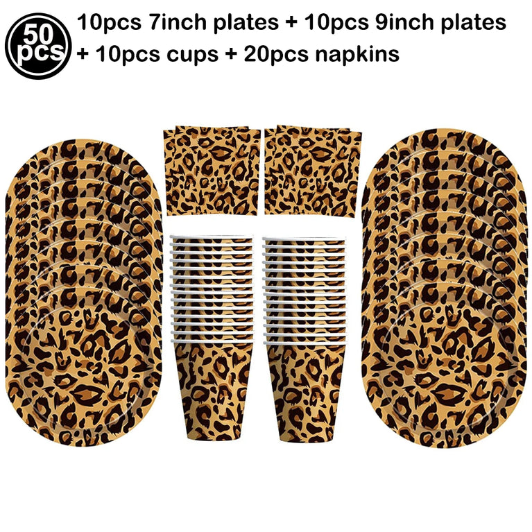 Leopard Print Birthday Party Disposable Tableware Set-Animal Theme Decor