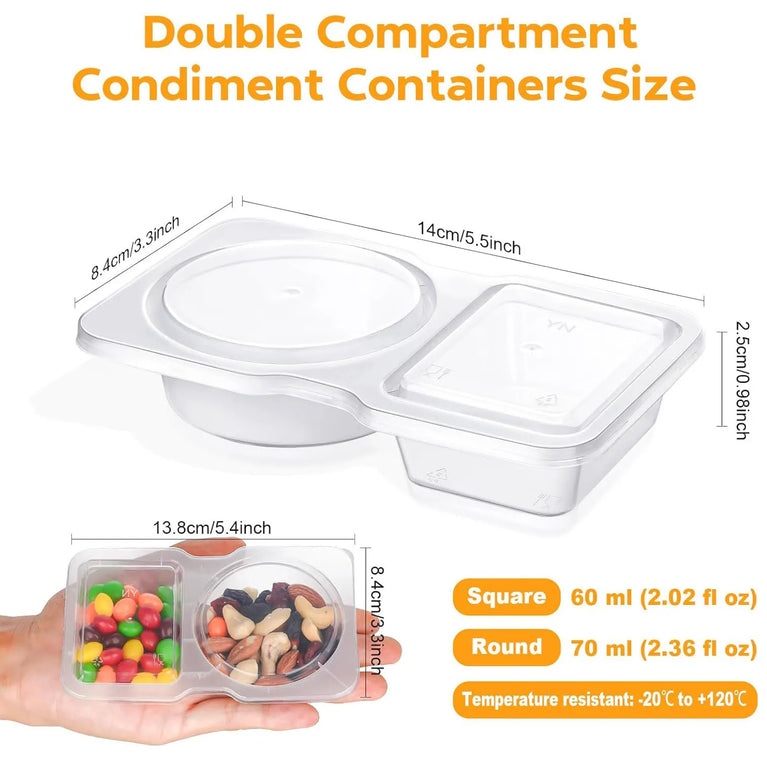 Snack Box Container with Lid Leakproof Reusable Snack Compartment Box