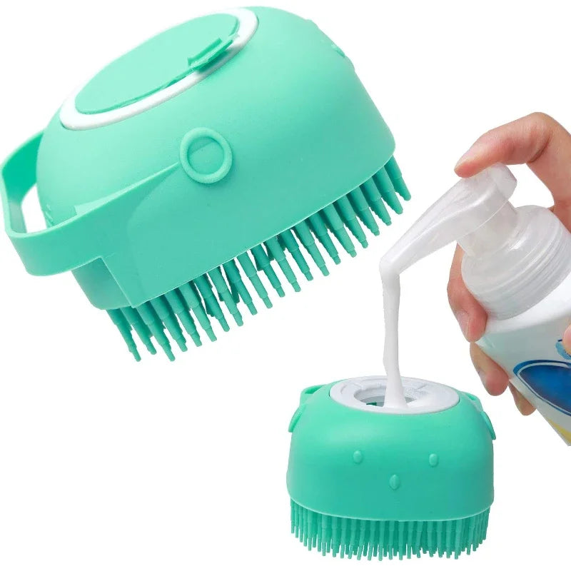 Pet Dog Shampoo Brush Silicone Massage Grooming Scrubber Bath Tool