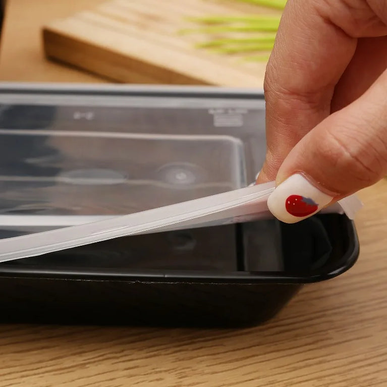 Black Disposable Bento Box Set | Minimalist Microwave-Safe Food Containers