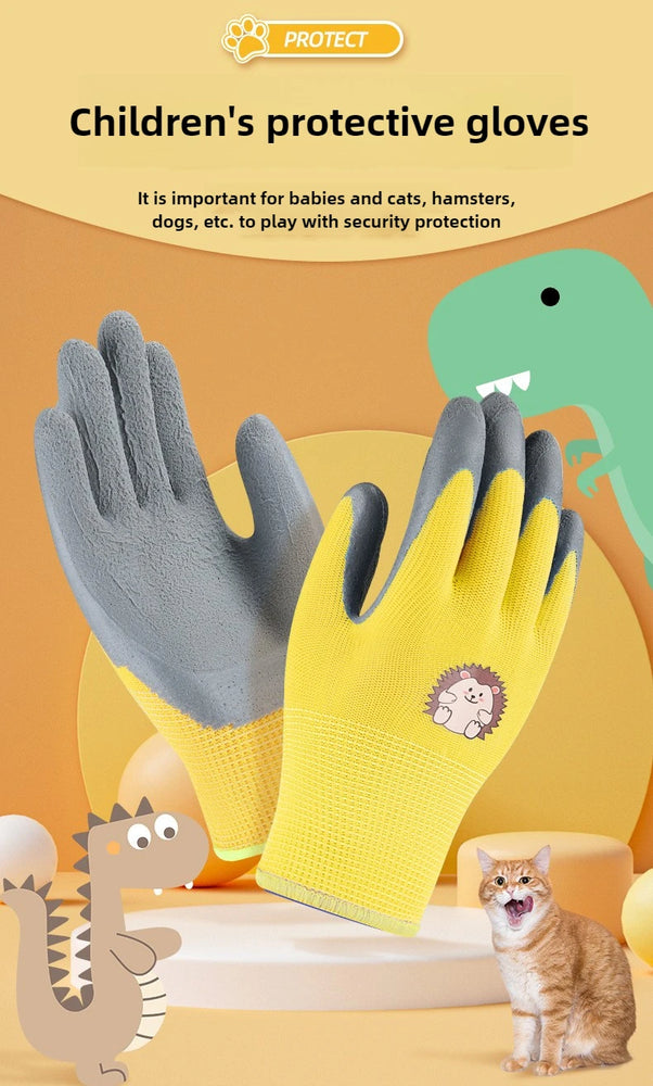 Kids Waterproof Wear Resistant Gardening Gloves Stab Proof Latex