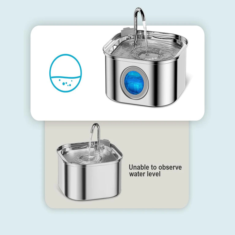 3.2L Stainless Steel Pet Water Feeder Auto Cat Fountain Smart Dog Water Dispenser Visual Window Bowl