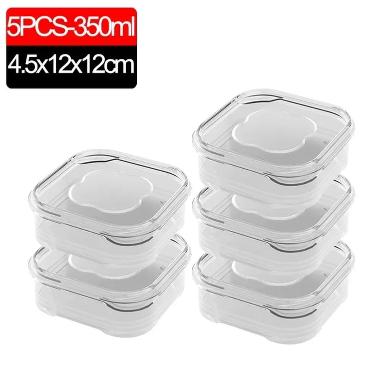 Small Transparent PP Food Preservation Boxes Refrigerator Sealed Storage Container Set