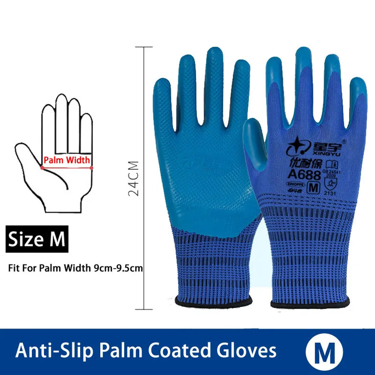 Super Grip Rubber Coated Waterproof Gardening Gloves Anti Slip Work