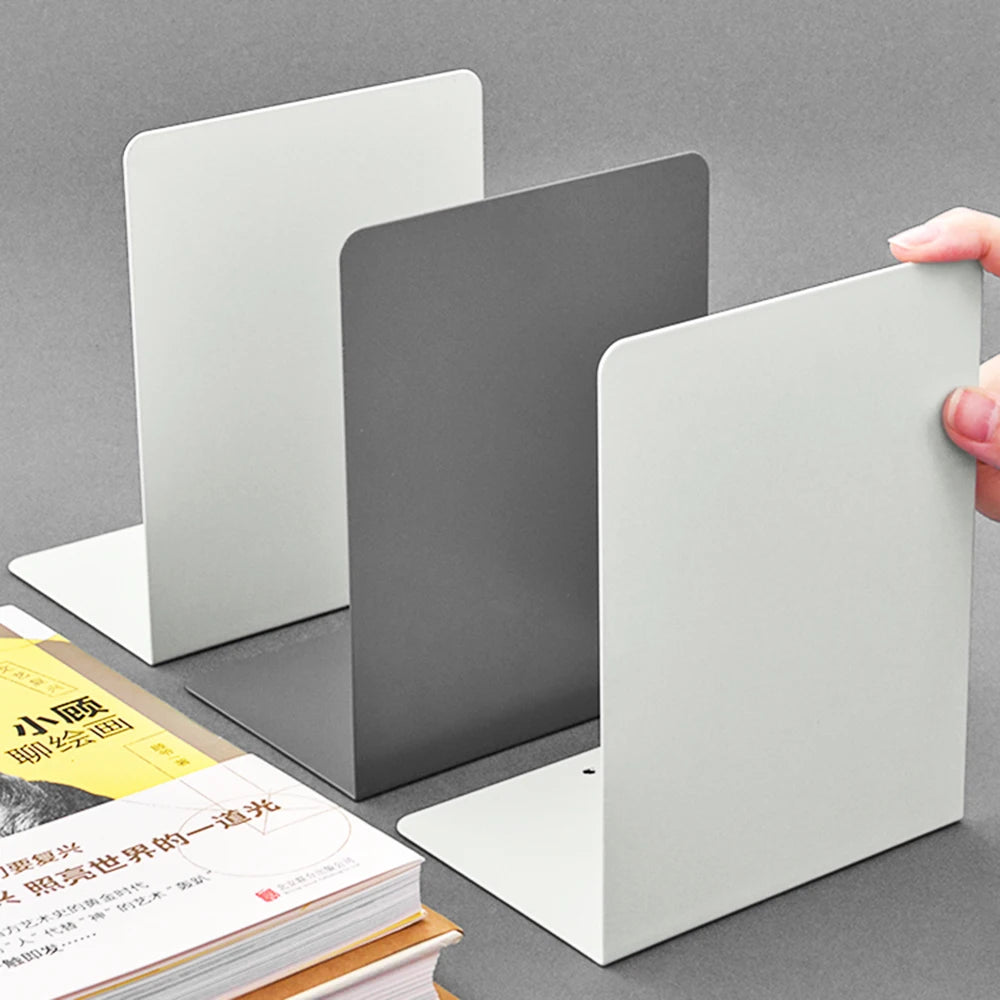 Simple Metal Bookends | 2-Piece Heavy-Duty Non-Slip Desktop Organiser