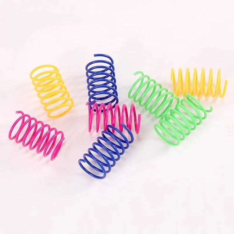 4PCS Colorful Plastic Spring Cat Toys Kitten Coil Spiral Bounce Interactive Pet Toy Set