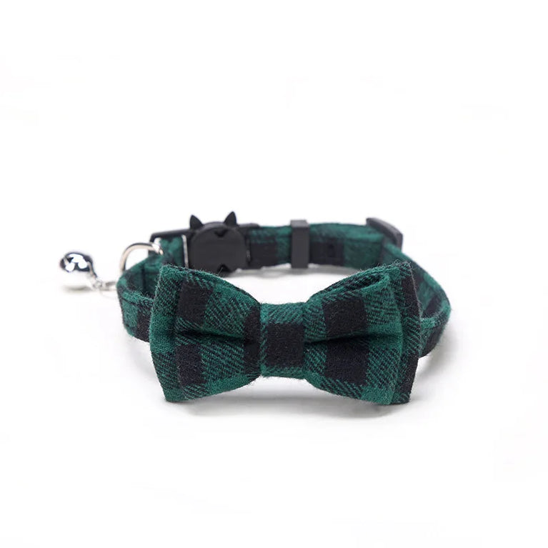 Pet Breakaway Cat Collar Bow Tie Bell Cute Plaid Adjustable