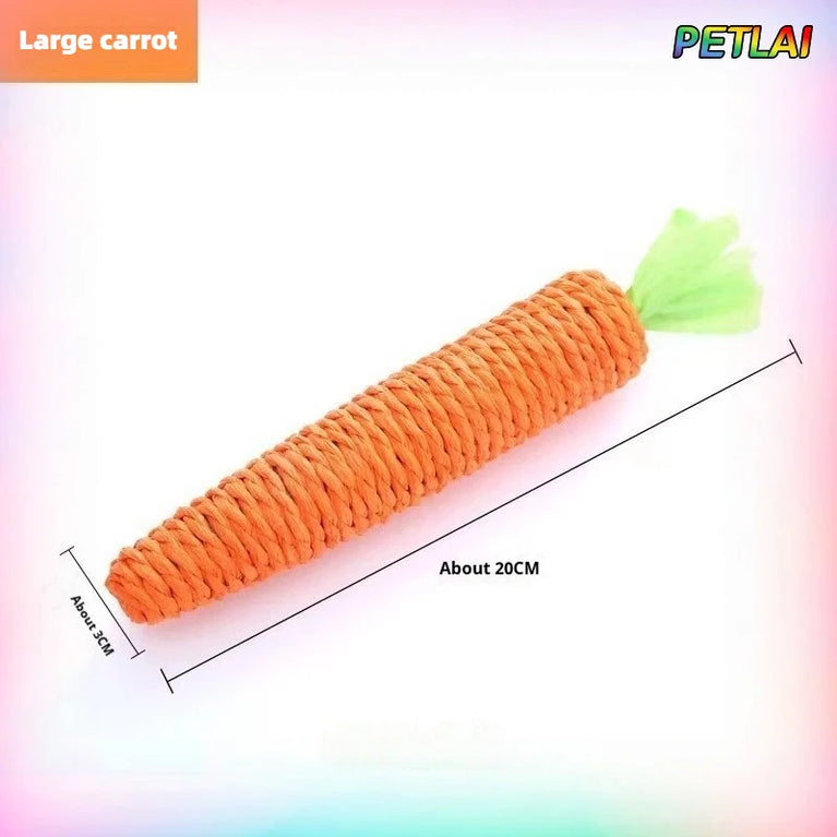 Cat Carrot Hemp Rope Chew Toy Teeth Grinding Interactive Kitten Scratching Fun Toy