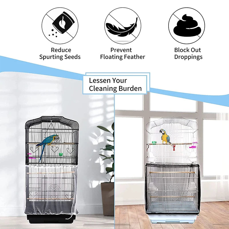 Nylon Mesh Bird Cage Seed Catcher | Stretchy Airy Cage Skirt