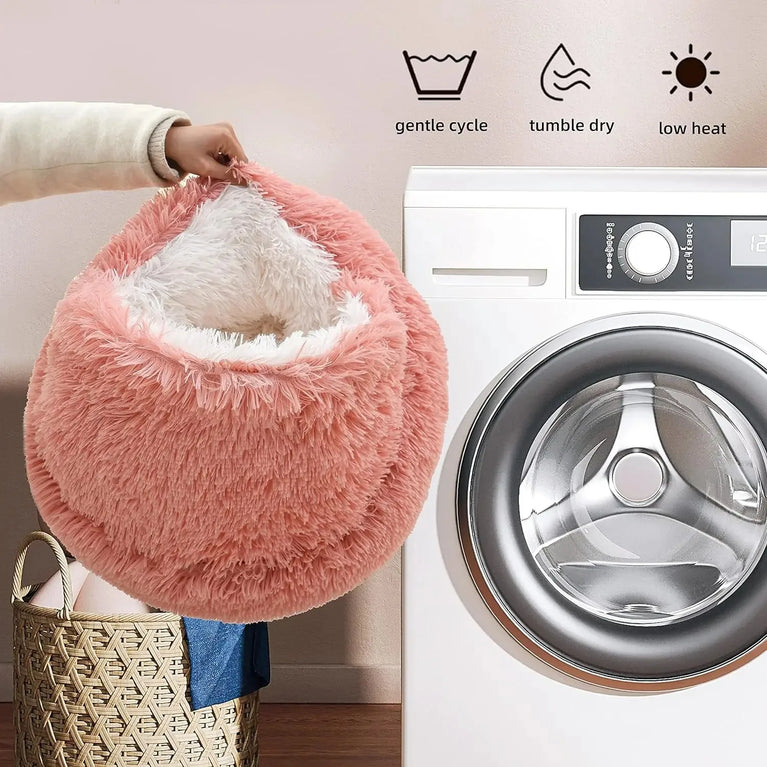 2 in 1 Soft Plush Pet Bed 50CM Round Cat Sleeping Nest Cave BedPs