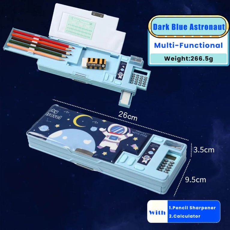 Multifunctional Pencil Case | Integrated Calculator & Sharpener Stationery Box
