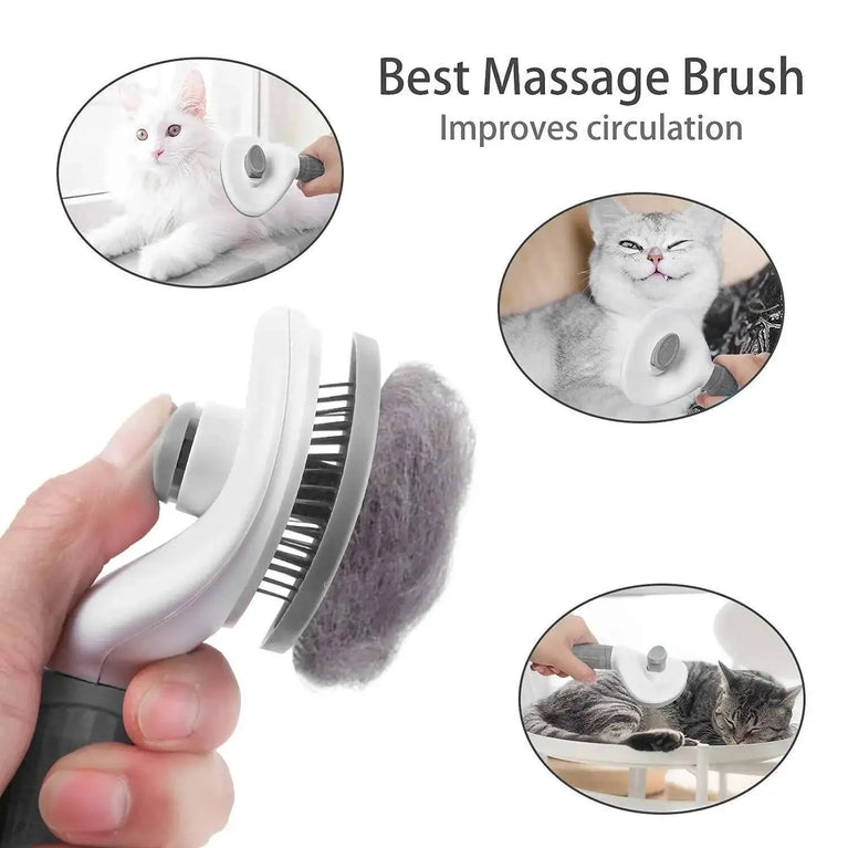 Pet Dog Brush Cat Comb Self Cleaning Pet Hair Remover Dematting Grooming Tool