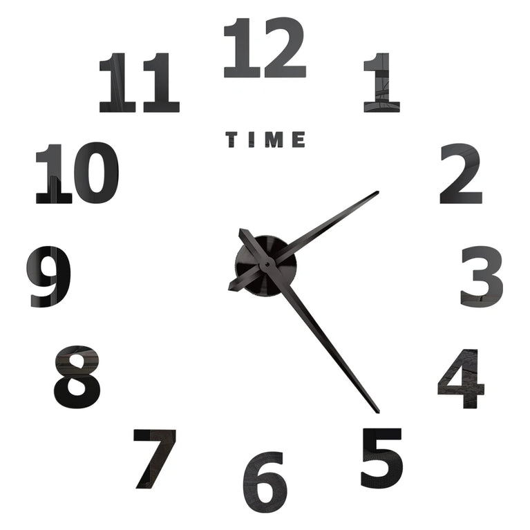 3D DIY Large Wall Clock | Modern Acrylic Mirror Surface Home Décor