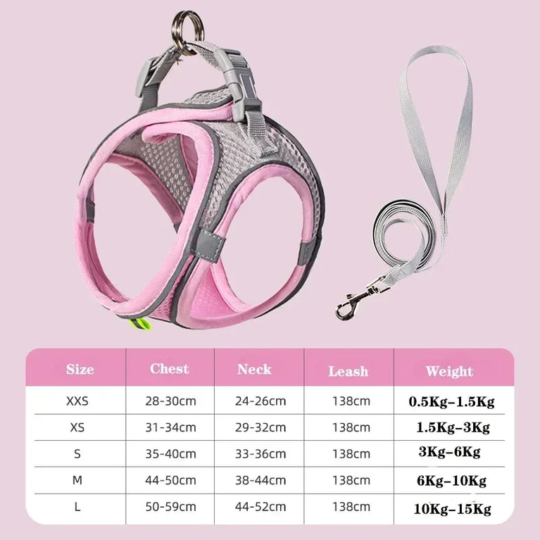 Dog Harness Leash Set Small Dogs Chihuahua Frenchie No Pull Vest