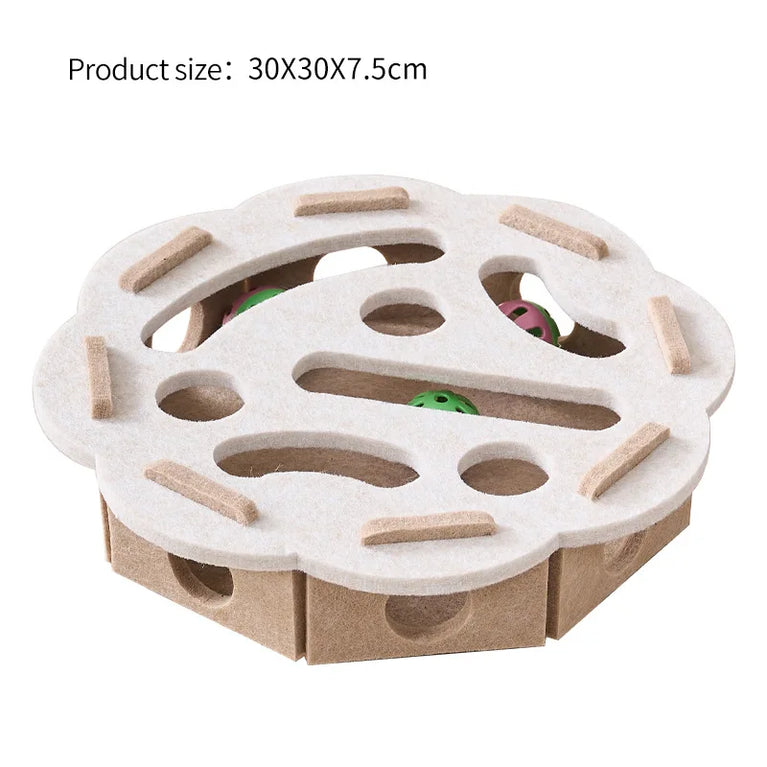 Interactive Cat Puzzle Felt Toy Box Maze Tunnel Bell Ball Indoor Cat Entertainment Toy Set