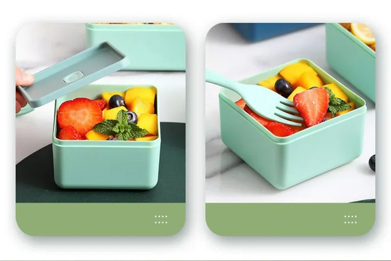 Portable Leakproof Microwave Lunch Box 700/1400ML with Spoon Bento Container