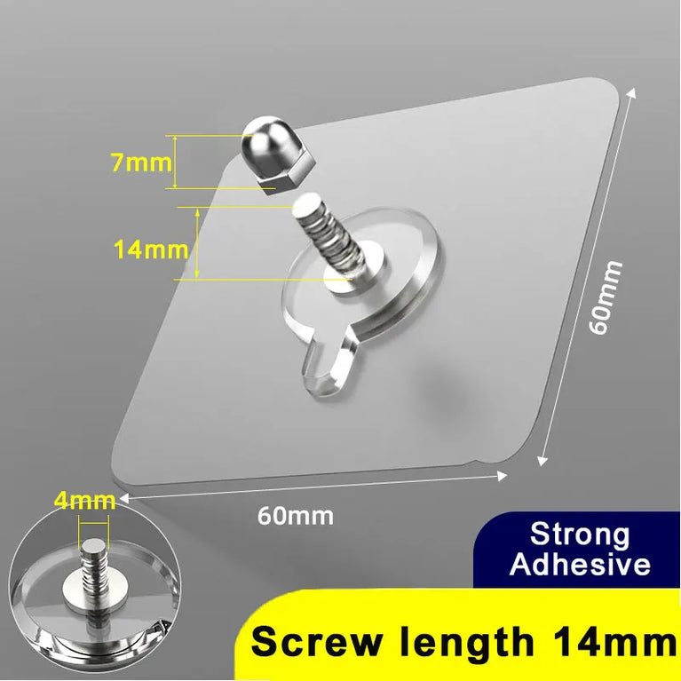 2-10Pcs Screw Wall Hooks Self Adhesive Hangers Seamless Nail Screw Free Sticker Hook for Wall Mount Kitchen Bathroom Home Office