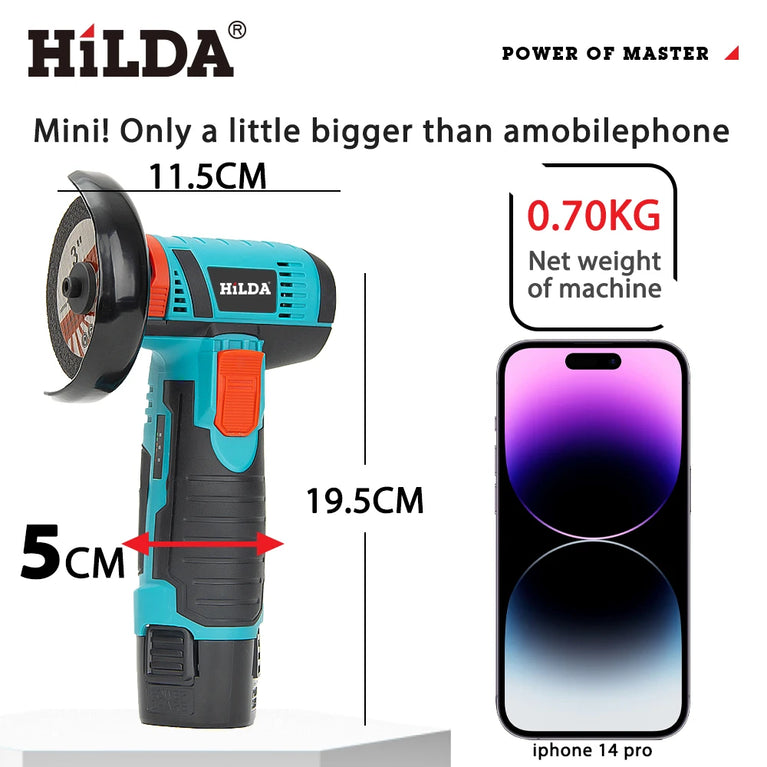 12V 3-Inch Mini Lithium Angle Grinder | Compact Cordless Polishing & Cutting Machine