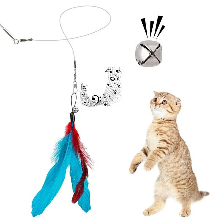 11pcs Replacement Cat Feather Toy Set Retractable Stick Kit Toy