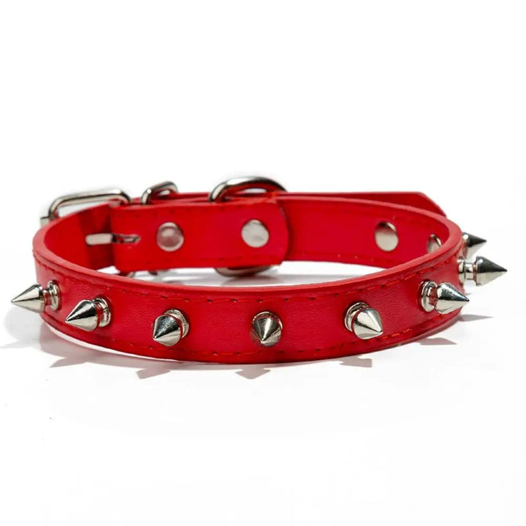 Pet Products Leather Cat Dog Collar Colorful Adjustable Spiked Studded Neck Strap