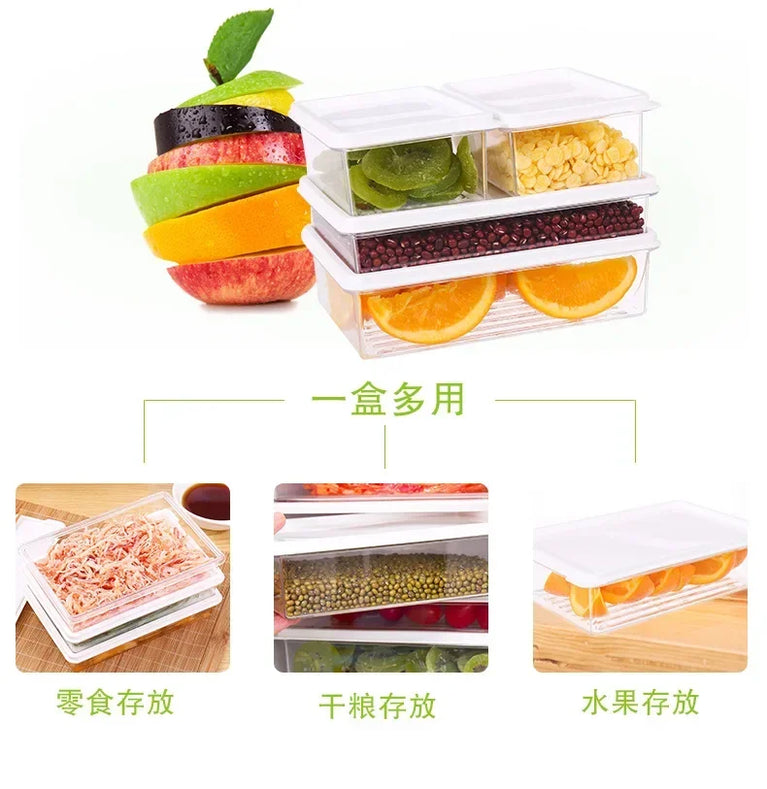 4Pcs Kitchen Refrigerator Food Storage Box Set Plastic Fresh Keeping Containers