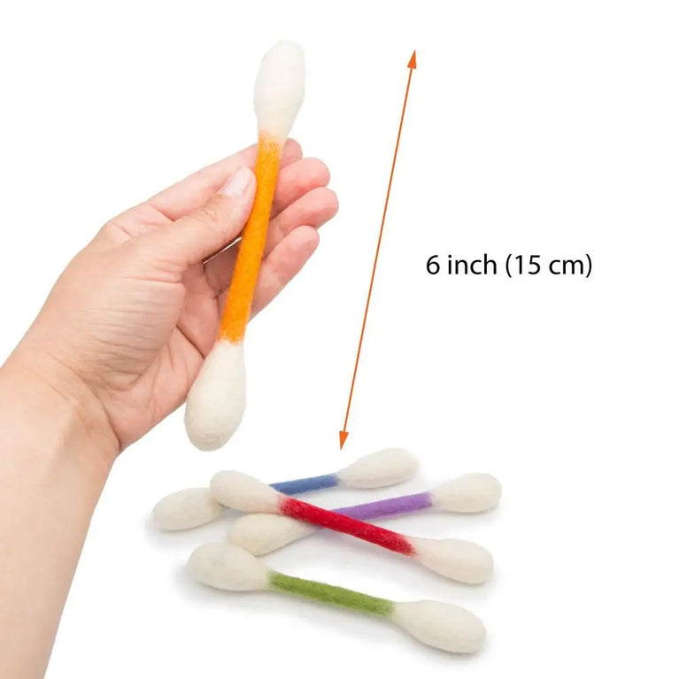 6PCS Giant Cotton Swab Felt Cat Toys Soft Kick Stick Chew Interactive Pet Toy Set