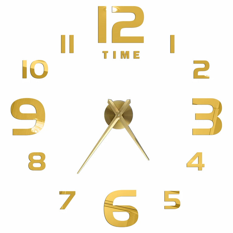 3D DIY Large Wall Clock | Modern Acrylic Mirror Surface Home Décor