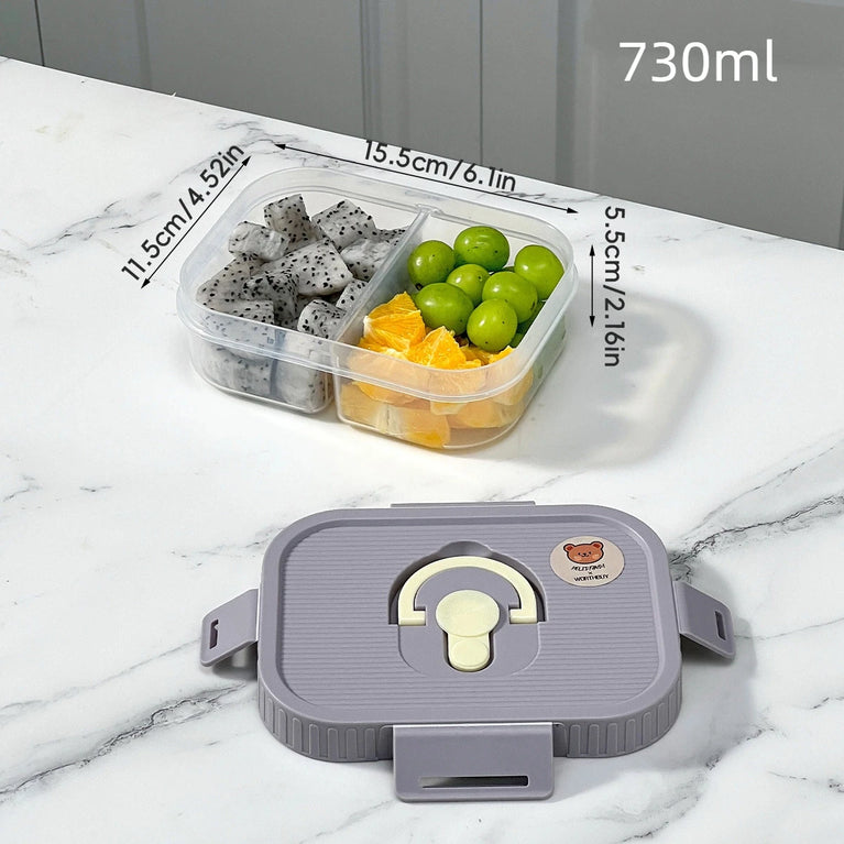 Portable Plastic Divided Lunch Box Kids Student School Picnic Sealed Microwave Bento Container