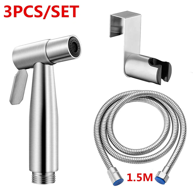 SUS304 Stainless Steel Handheld Bidet Sprayer Set | Vertical Spray Toilet Hygiene System