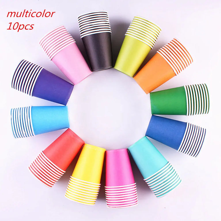 Solid Color Disposable Tableware Set Plates Cups Party Wedding Decoration Kit