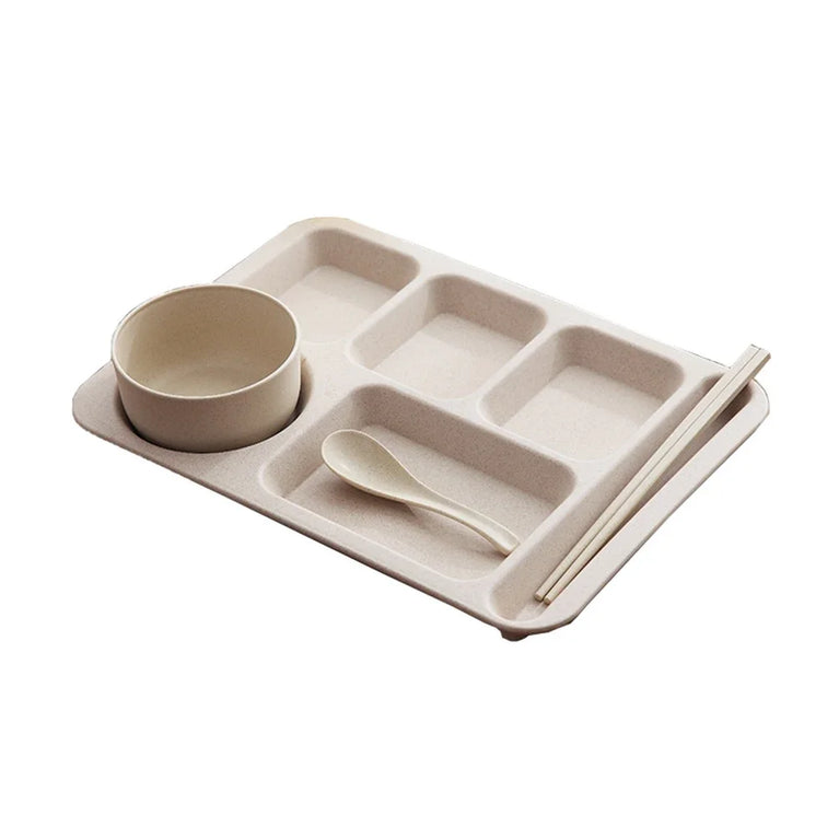Eco-Friendly Wheat Fiber Meal Set | Anti-Fall Student & Toddler Dinnerware