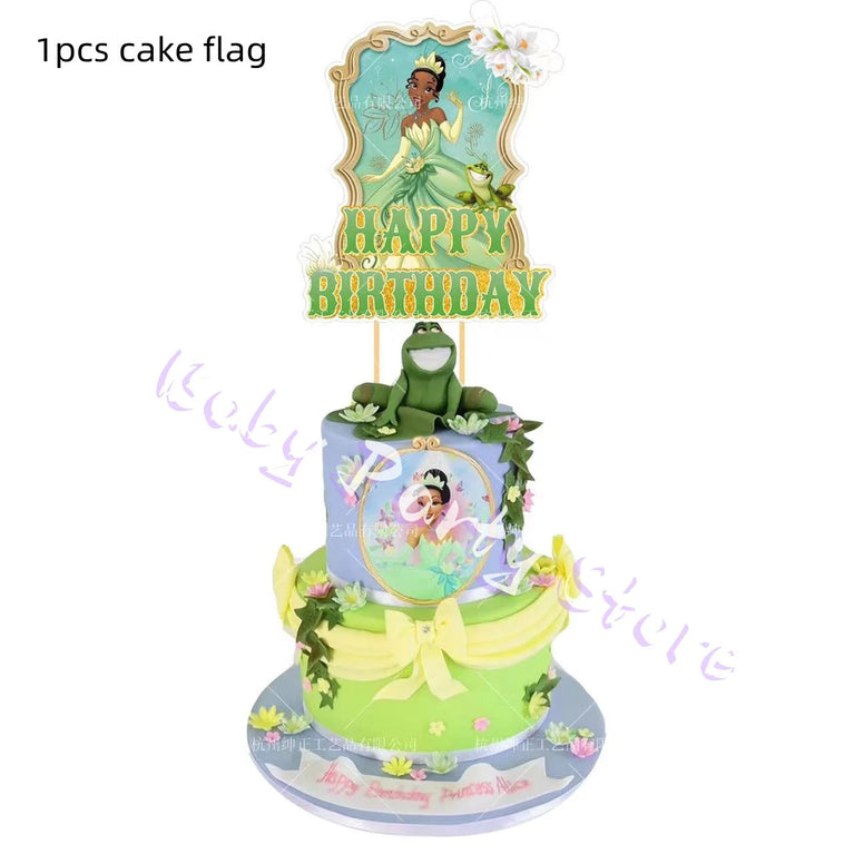 Frog Tiana Princess Party Disposable Tableware Set for Kids Birthday Decoration