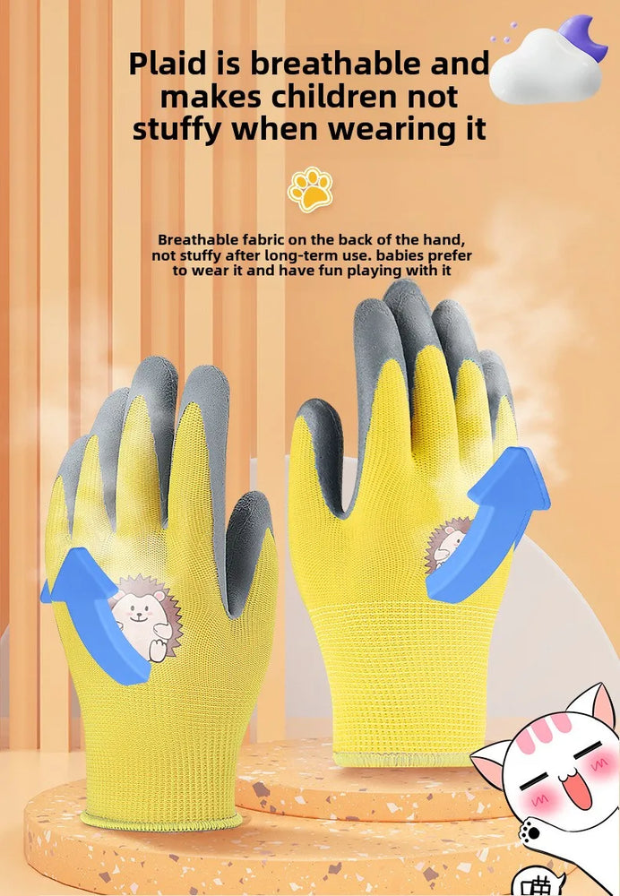Kids Waterproof Wear Resistant Gardening Gloves Stab Proof Latex