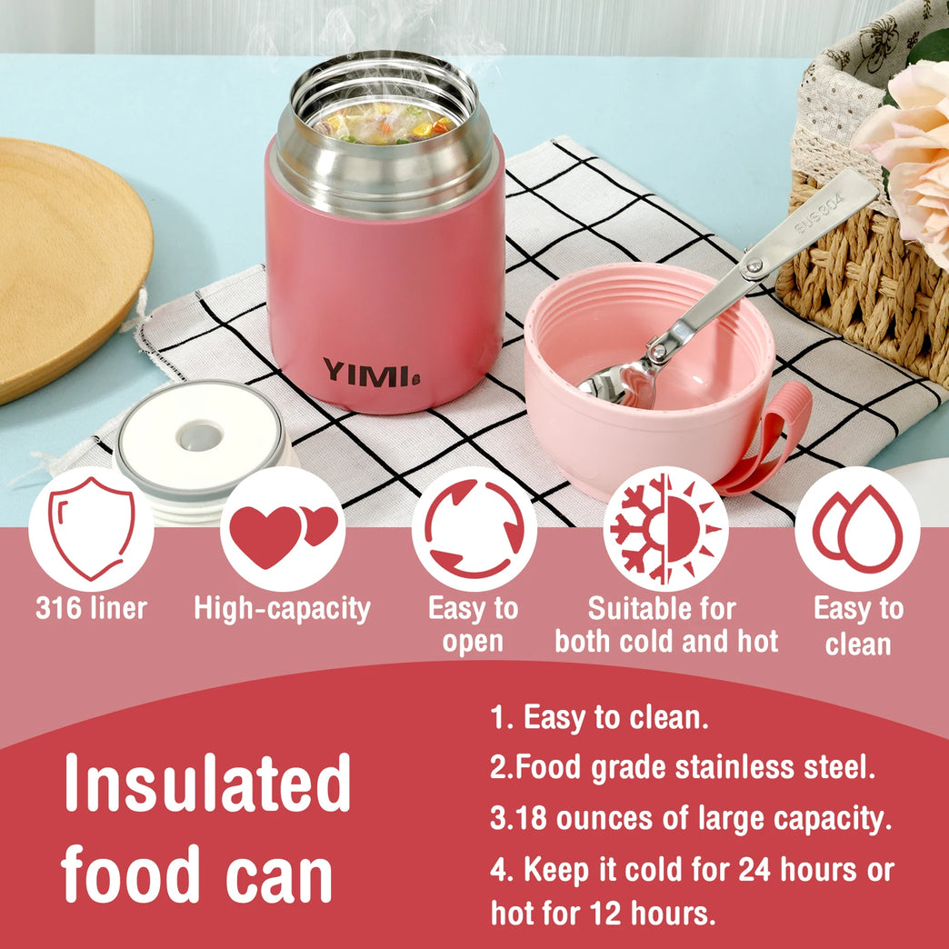 304 Stainless Steel Thermo Soup Cup 530ml 480ml Leakproof Vacuum Insulated Jar